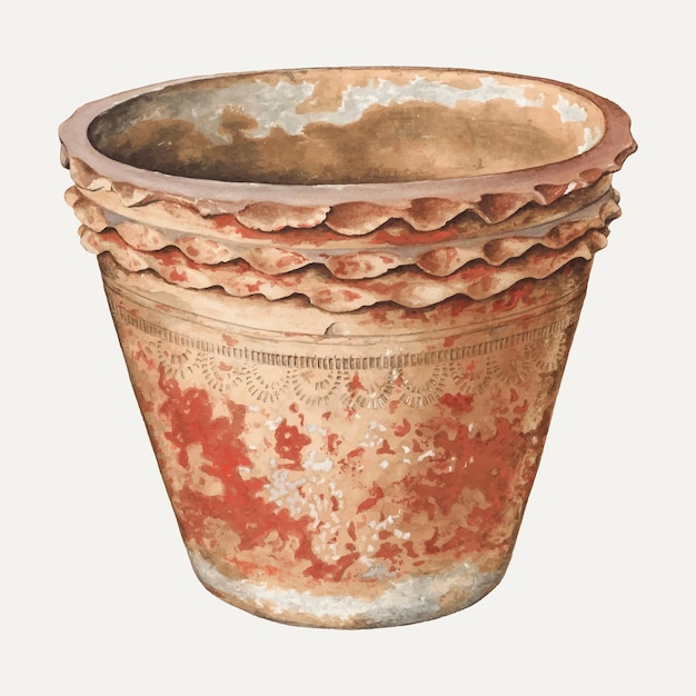 Ilustración de vector de maceta de flores vintage, remezclada de la obra de arte de William Spiecker