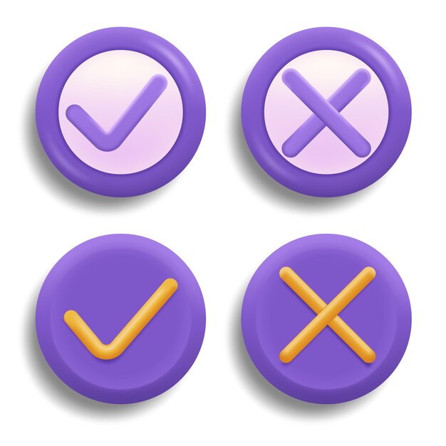 Ilustración de vector de marca de verificación y cruz
