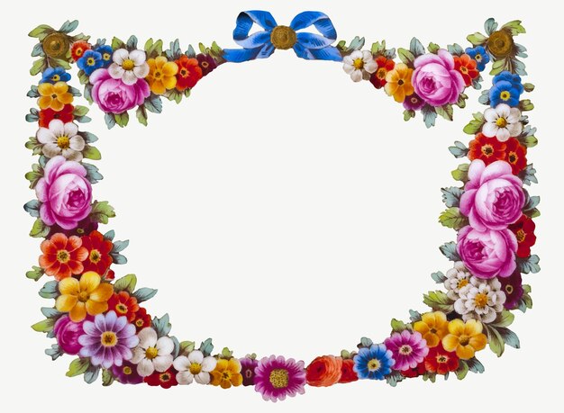 Ilustración de vector de marco de flor colorida vintage