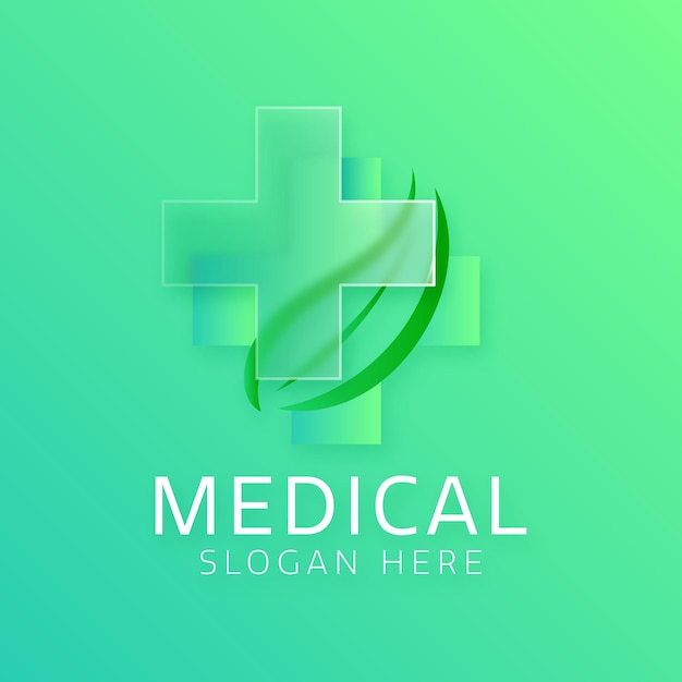 Ilustración de vector de morfismo de vidrio de logotipo médico