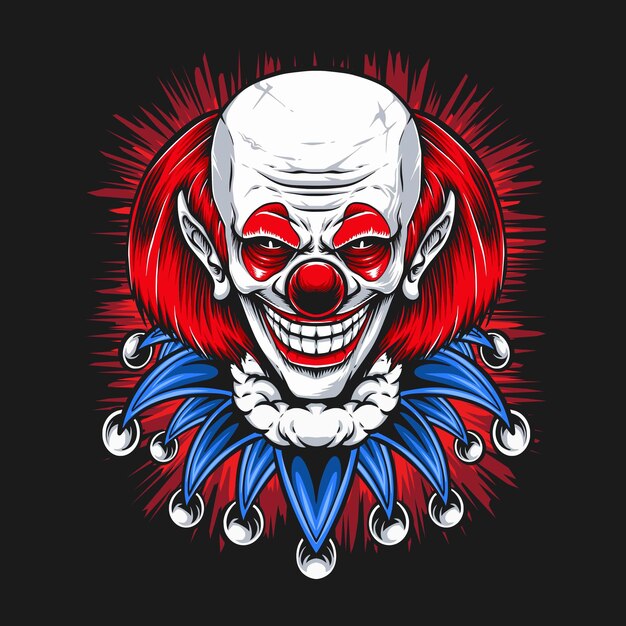 Ilustración de vector de payaso de pelo rojo