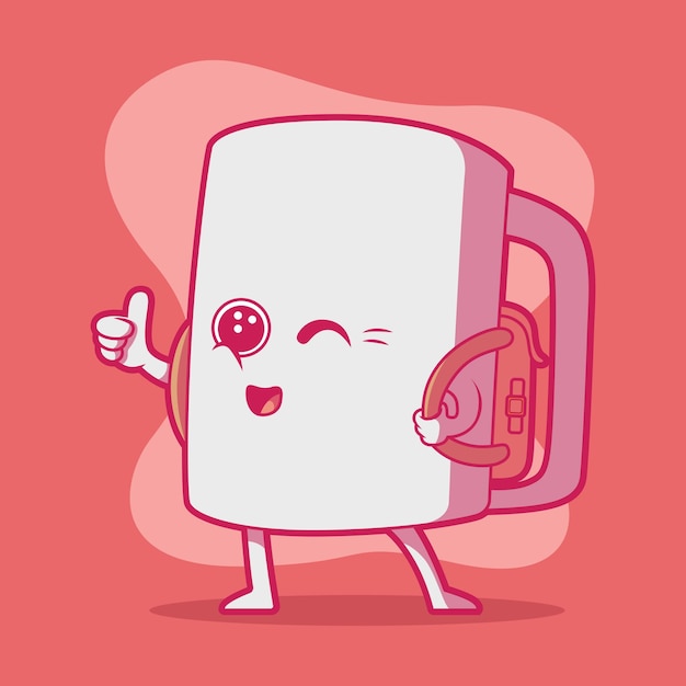 Ilustración de vector de personaje feliz taza de café lindo concepto de diseño divertido de bebida de motivación