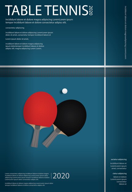Ilustración de vector de plantilla de cartel de pingpong