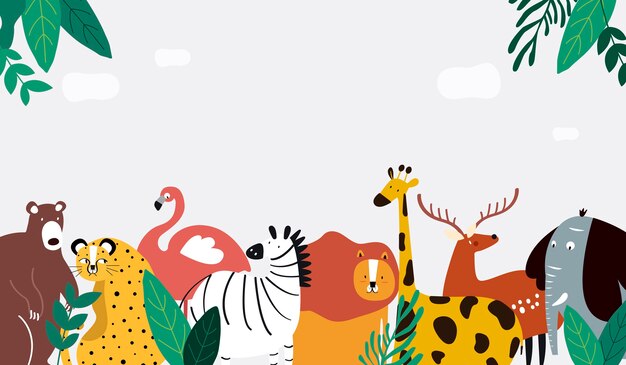 Ilustración de vector de plantilla de tema de animales