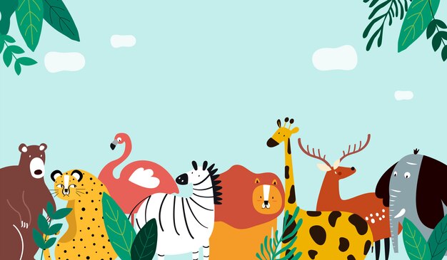 Ilustración de vector de plantilla de tema de animales