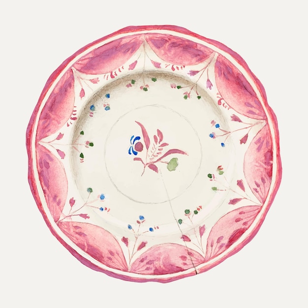 Ilustración de vector de plato de pastel vintage, remezclado de la obra de arte de Cora Parker