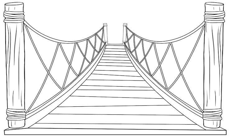 Vector gratuito ilustración del vector del puente suspendido