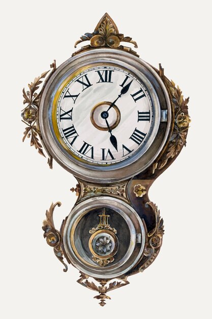 Ilustración de vector de reloj de pared vintage, remezclada de la obra de arte de Peter Connin
