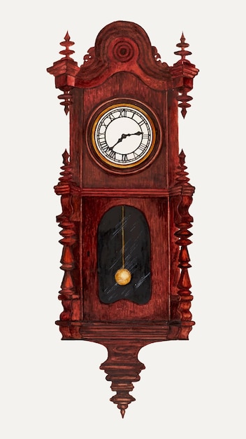 Vector gratuito ilustración de vector de reloj vintage, remezclado de la obra de arte de florence stevenson