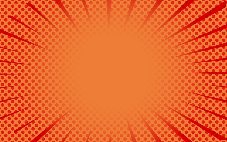 Ilustración de vector retro de fondo cómico naranja