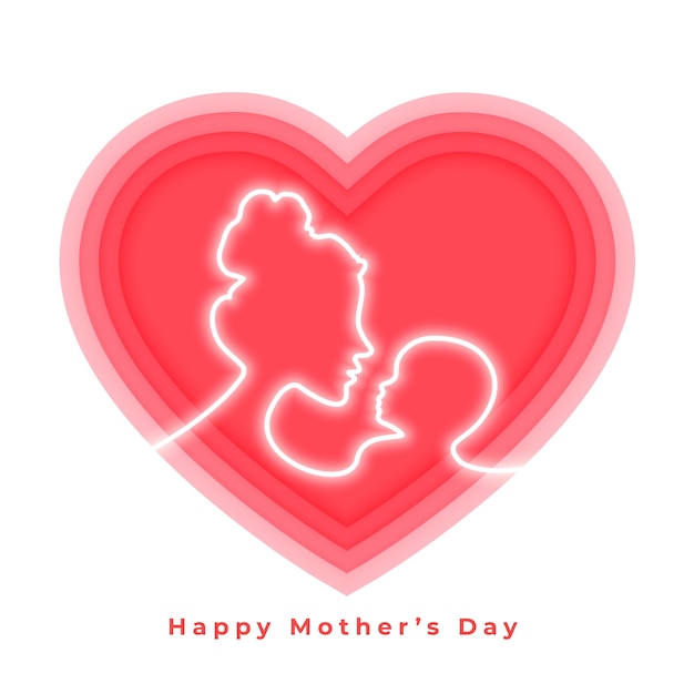 Ilustración de vector de saludo de día de la madre de estilo de corazón de papel