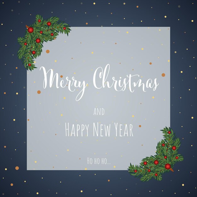 Ilustración de vector de tarjeta de felicitación de fondo de Navidad y año nuevo