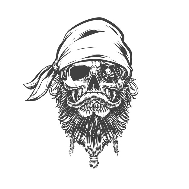 Ilustración de vector de tripulación de piratas de cráneo