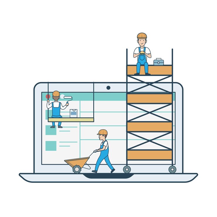 Vector gratuito ilustración de vector de web de concepto de desarrollo de diseño web lineal plano