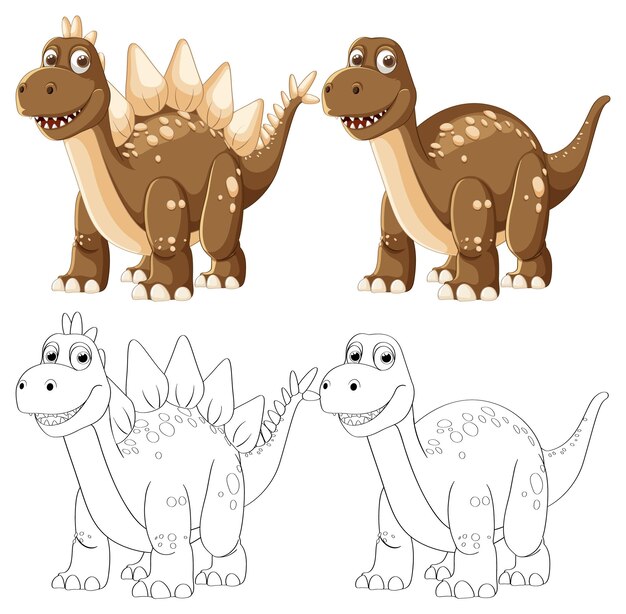 Ilustración de vectores de dinosaurios muy bonita