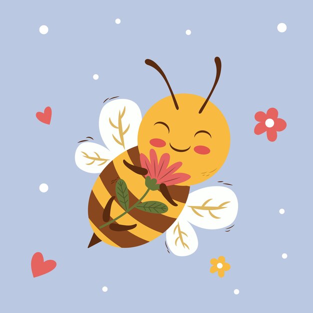 Ilustración vectorial de abejas de colores lindos
