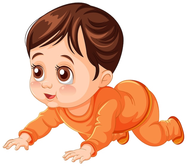 Ilustración vectorial adorable del bebé que se arrastra
