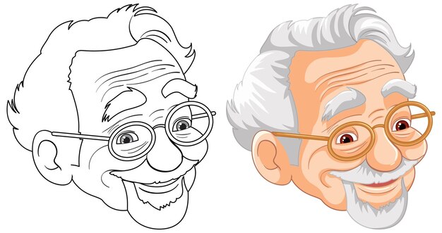 Ilustración vectorial de un anciano alegre