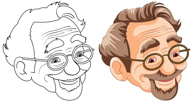 Ilustración vectorial de un anciano alegre