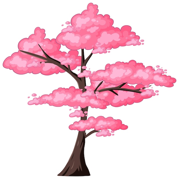 Ilustración vectorial del árbol rosado en flor