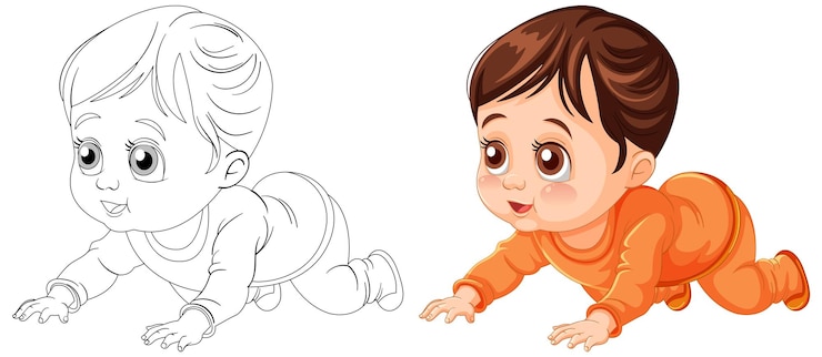Vector gratuito ilustración vectorial de un bebé que se arrastra