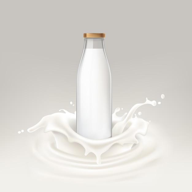 Ilustración vectorial botella llena de leche