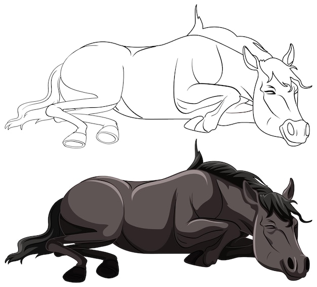 Ilustración vectorial de caballos en reposo
