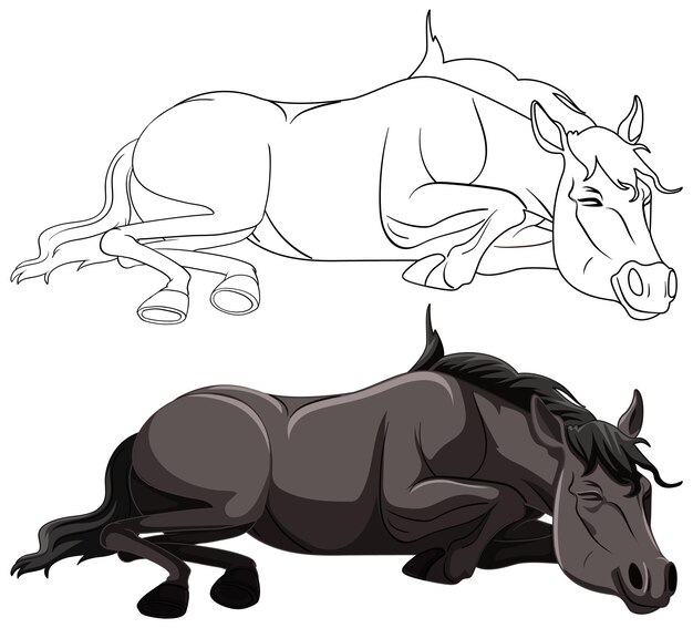 Ilustración vectorial de caballos en reposo