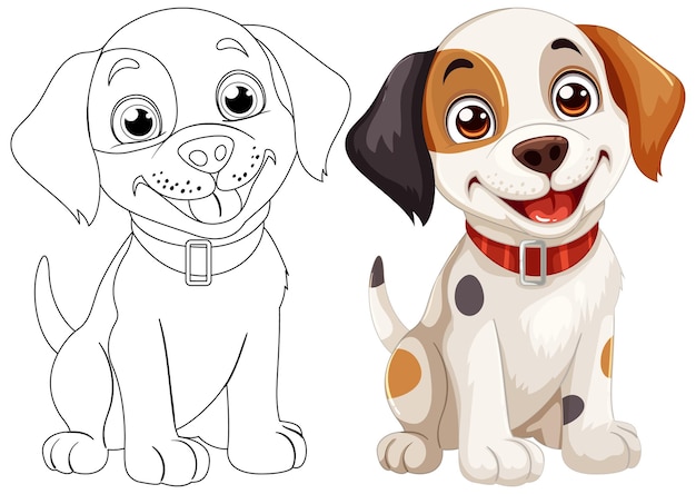 Ilustración vectorial de un cachorro alegre