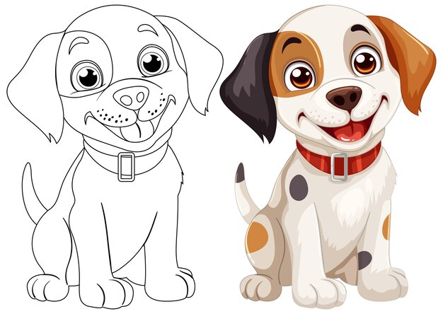Ilustración vectorial de un cachorro alegre