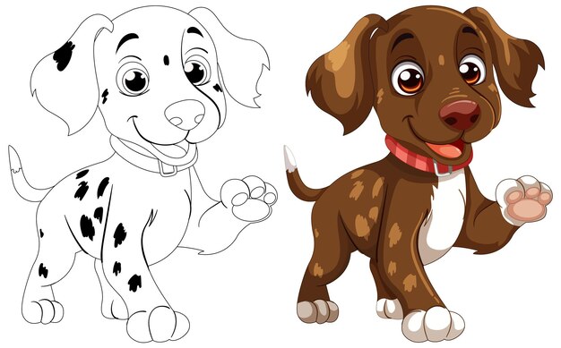 Ilustración vectorial de cachorros juguetones