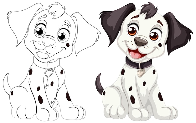 Ilustración vectorial de cachorros con manchas alegres