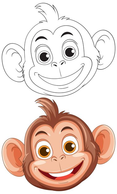 Ilustración vectorial de la cara del mono de dibujos animados alegre