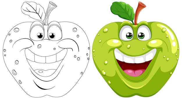 Vector gratuito ilustración vectorial de caracteres de la manzana feliz