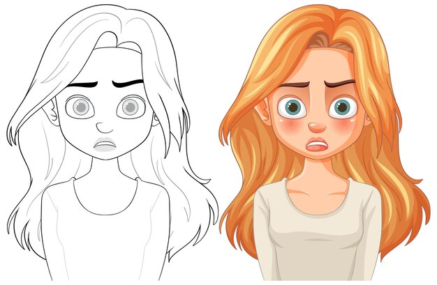 Ilustración vectorial de la chica sorprendida