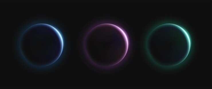Vector gratuito ilustración vectorial círculo de neón efecto de luz del planeta o eclipse