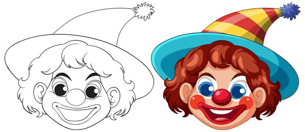 Ilustración vectorial colorida de la cara del payaso