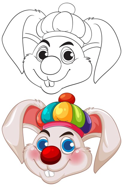 Ilustración vectorial colorida del conejo payaso
