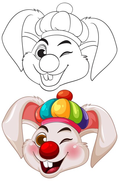 Ilustración vectorial colorida del conejo payaso
