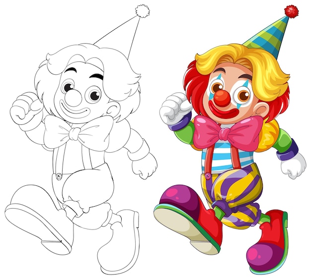 Ilustración vectorial colorida del payaso con contorno