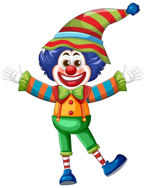 Ilustración vectorial colorida del payaso con sombrero a rayas