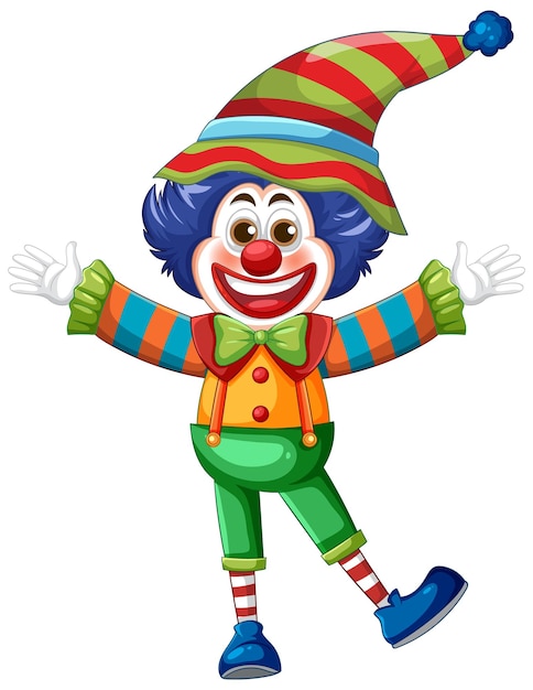 Ilustración vectorial colorida del payaso con sombrero a rayas