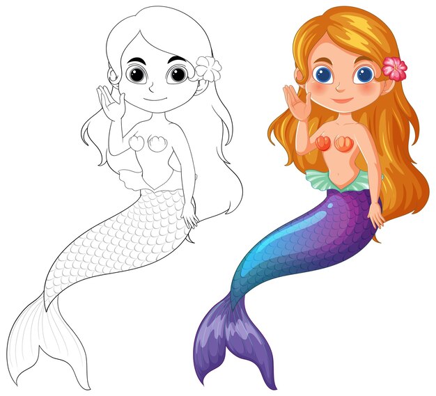 Ilustración vectorial colorida de la sirena