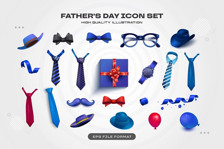 Vector gratuito ilustración vectorial del conjunto de iconos del día del padre