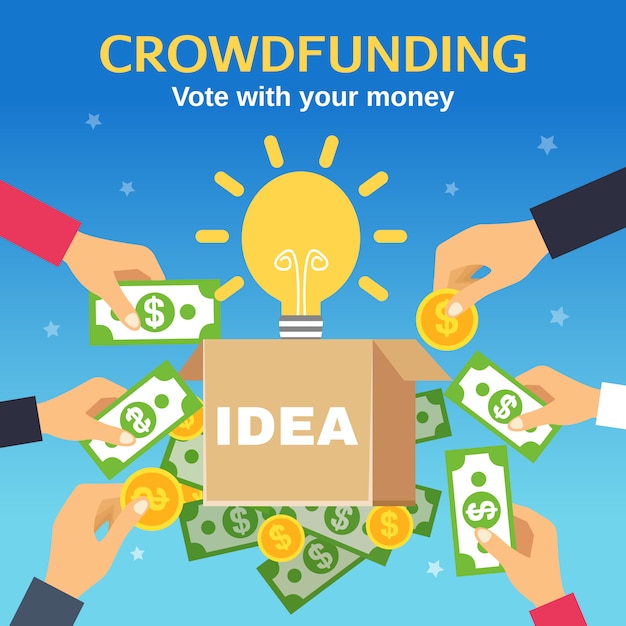 Vector gratuito ilustración vectorial de crowdfunding