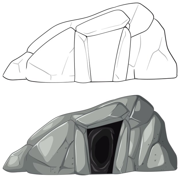 Ilustración vectorial de la cueva de piedra
