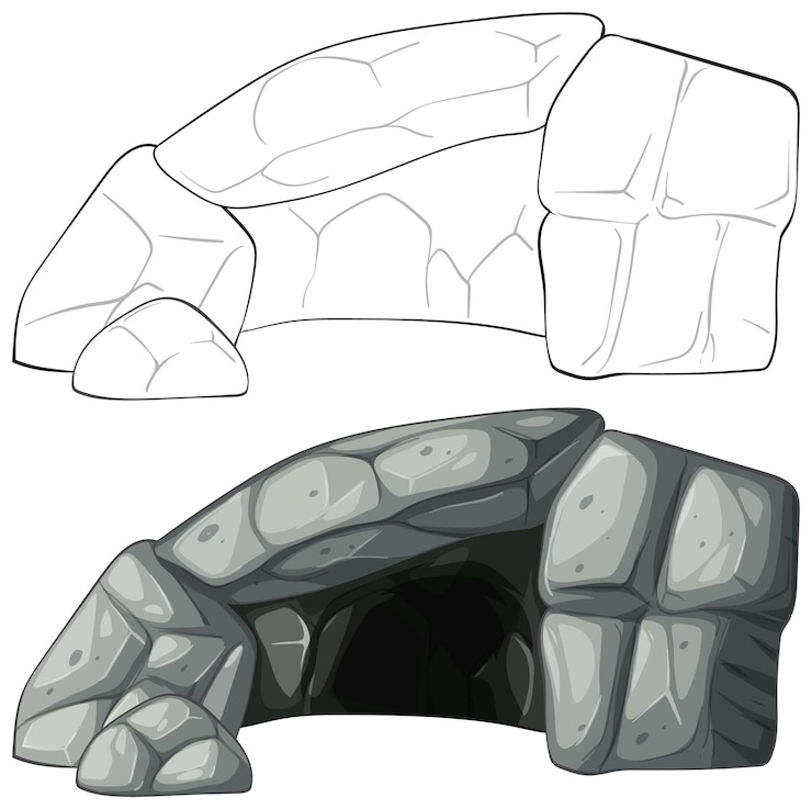 Vector gratuito ilustración vectorial de la cueva de piedra