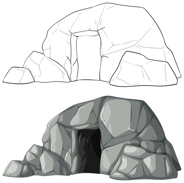 Ilustración vectorial de las cuevas rocosas