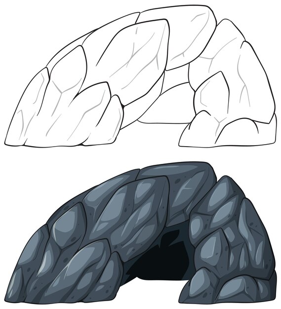 Ilustración vectorial de las cuevas rocosas