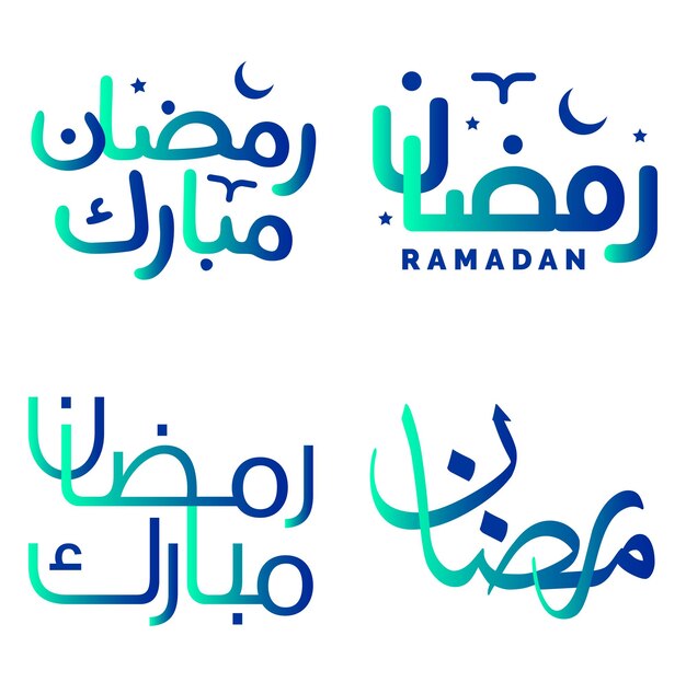 Vector gratuito ilustración vectorial de degradado verde y azul ramadán kareem deseos para celebraciones musulmanas